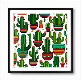 Mexican Cactus Pattern 22 Art Print