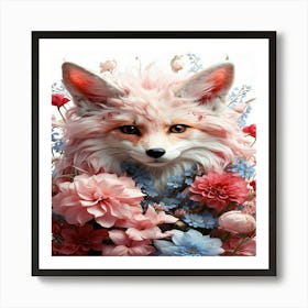 Fox In Flowers 1 Art Print