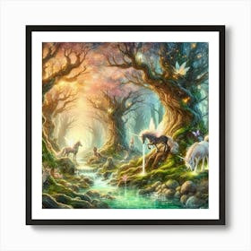 Unicorns In The Forest art 1 Art Print