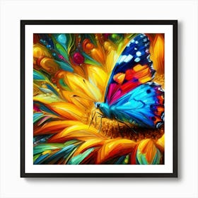 Butterfly On Sunflower 1 Art Print