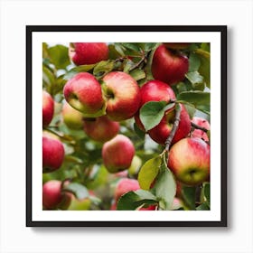 Red Apples On A Tree Art Print