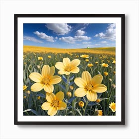 Yellow Flowers In A Field 11 Art Print