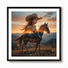 Portrait Of A Woman Riding A Horse Poster