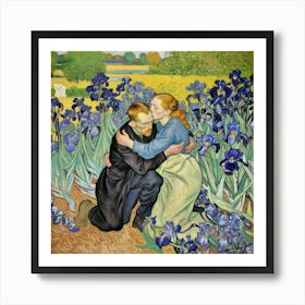 Sadness of love in irises Art Print