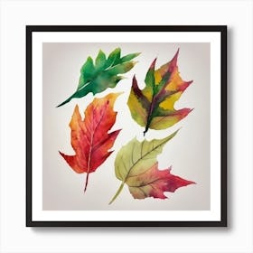 Watercolor Autumn Leaves Poster