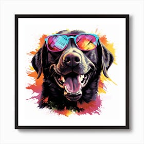 Black Labrador Dog With Sunglasses Art Print