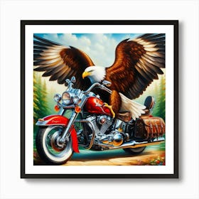 Eagle On A Motorcycle Art Print