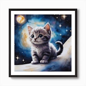 Kitten On The Moon 2 Art Print