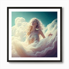 Firefly Girl, Clouds, Ethereal, Dreamy, Surreal, Airy, Mystical, Celestial, Fantasy, Delicate, Grace (9) Art Print