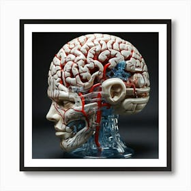 Human Brain With Blood Vessels Art Print