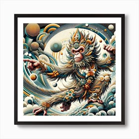 Monkey On The Moon Art Print