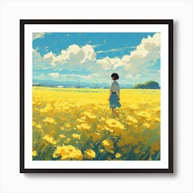 Field Of Yellow Flowers 23 Art Print