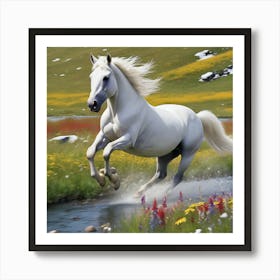 White Horse Running 1 Art Print