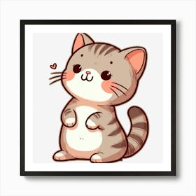 Cute Kitten Cat Animal Drawing Art Print