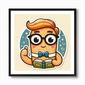 Cartoon Character Reading A Book Art Print