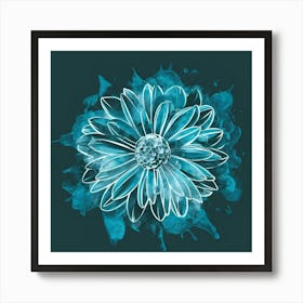 Blue Daisy Canvas Print Art Print