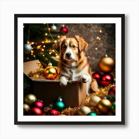 Christmas Curious Dog Art Print