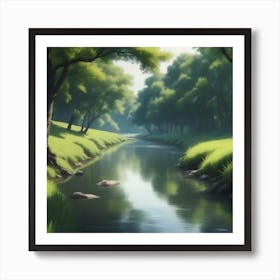River In The Forest 37 Art Print