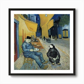 Panda At The Street Café Art Print