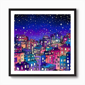 Cityscape At Night 1 Art Print