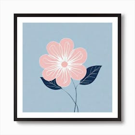 A White And Pink Flower In Minimalist Style Square Composition 229 Art Print