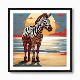 Zebra On The Beach Art Print