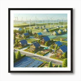 Solar Power In A Village Art Print