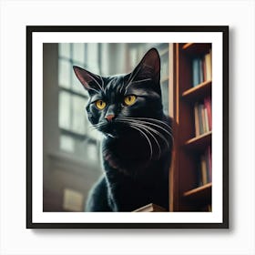 Black Cat With Yellow Eyes Art Print