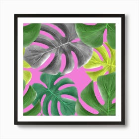 Tropical Greens Leaves Design 7 Art Print