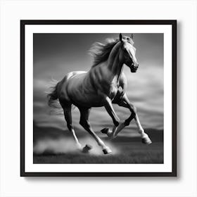 Horse Running In The Field Art Print