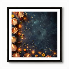 Diwali Themed Banner Texture With Ample Copy Space Art Print