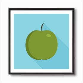 Green Apple Icon In Flat Long Shadow Design Smaller Art Print