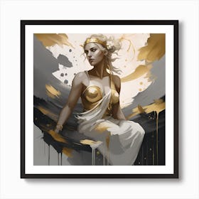 Aphrodite Greek Goddess Gold and watercolor splatter Art Print