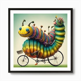 846880 Giant Caterpillar Riding A Bicycle, Surreal, Absur Xl 1024 V1 0 Art Print