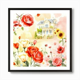 Watercolor Roses 6 Art Print