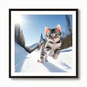 Gato Corriendo Hacia La Camara Art Print