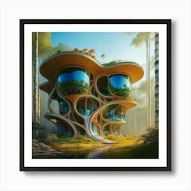 Huge colorful futuristic house design with vibrant details 9 Art Print