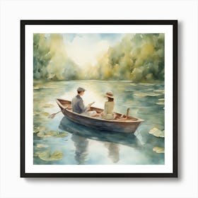 Couple In A Boat Art Print