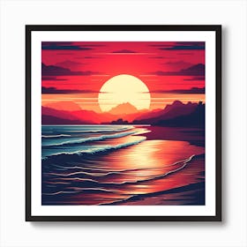 Sunset At The Beach 1 Art Print