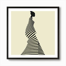 Woman In A Striped Dress Art Print