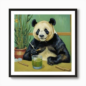 Cocktails and Cattle: A Wild Night Out Panda Bear Art Print