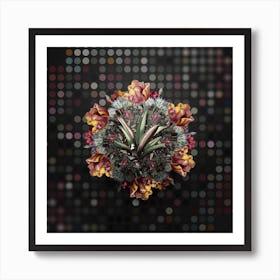 Vintage Boat Lily Flower Wreath on Dot Bokeh Pattern n.0780 Art Print
