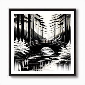 Bridge In The Woods 3 Art Print