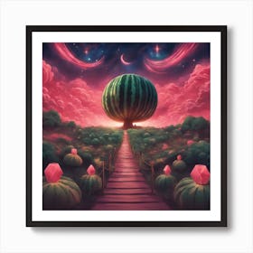 The Stars Twinkle Above You As You Journey Through The Watermelon Kingdom S Enchanting Night Skies, (1) Art Print