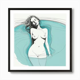 Nude Woman In Water 1 Art Print
