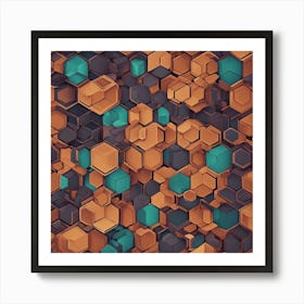 3d Hexagon Background Art Print