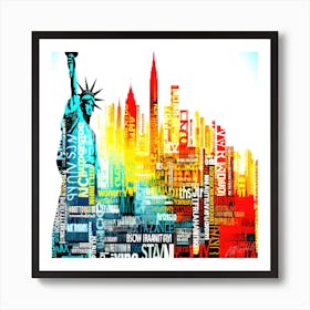 Cityscape And Liberty Statue - Beyond Skyline Art Print