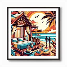 Tahitian Beach House Art Print