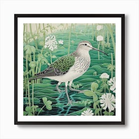 Ohara Koson Inspired Bird Painting Dunlin 3 Square Art Print