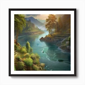 River In The Mountains 1 Art Print